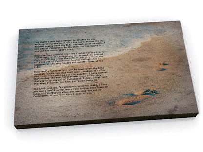 Wood Inspired Scripture Art: Footprints in the Sand - Honeycomb Proverbs - Wedding gift ideas - paper anniversary gifts 