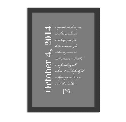 Wedding Date and Vow Art - Fine art and canvas personalized anniversary and inspirational gifts