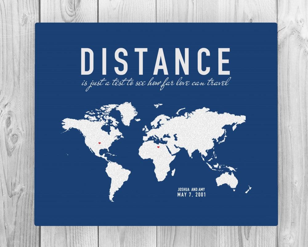 Custom Long Distance Couples Canvas: Love Letter World Map – Honeycomb ...