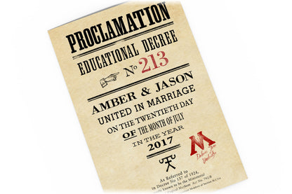 Proclamation Sign: Custom Gift for Wizards - Honeycomb Proverbs - Wedding gift ideas - paper anniversary gifts 