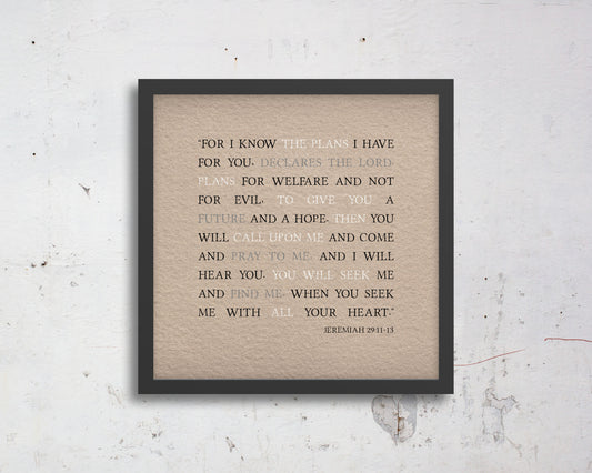 Jeremiah 29:11 Custom Bible verse art
