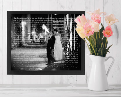 Framed Vows with Photo - Fine art and canvas personalized anniversary and inspirational gifts