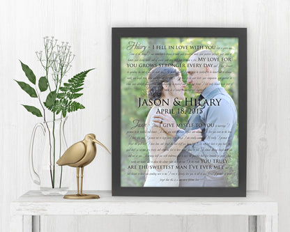 Framed Wedding Vow Photo - Fine art and canvas personalized anniversary and inspirational gifts