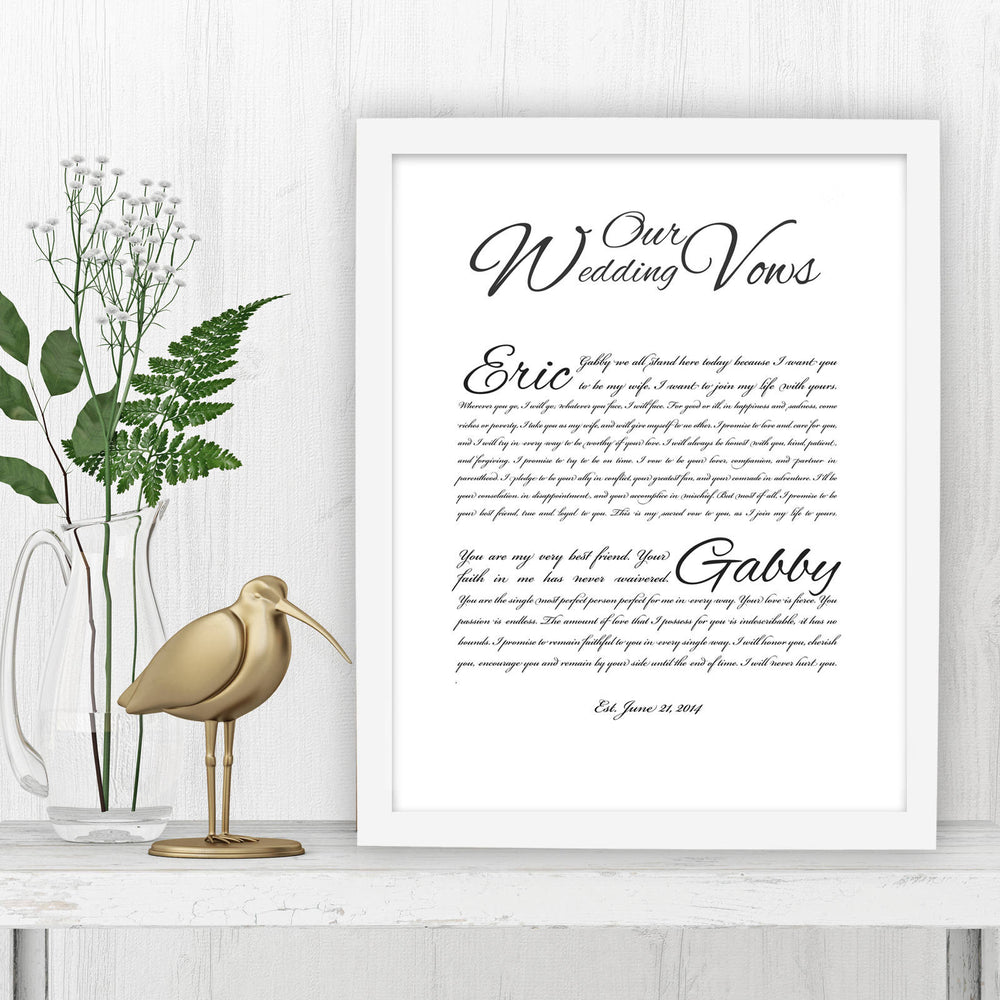 Wedding Vow Art: Snow White - Fine art and canvas personalized anniversary and inspirational gifts