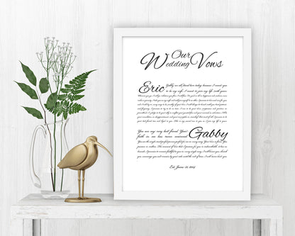 Wedding Vow Art: Snow White, paper or canvas anniversary wedding vows wall art by Honeycomb Proverbs
