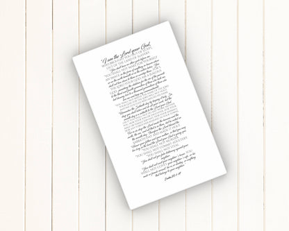 Canvas Scripture Print, the ten commandments, 10 commandments, gift, contemporary bible verse art, Exodus 20, gift, church decor, pastor