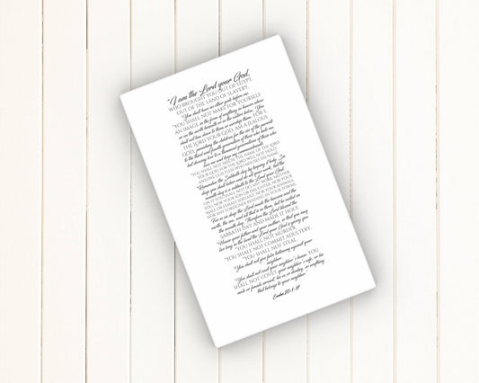 Canvas Scripture Print, the ten commandments, 10 commandments, gift, contemporary bible verse art, Exodus 20, gift, church decor, pastor - Fine art and canvas personalized anniversary and inspirational gifts