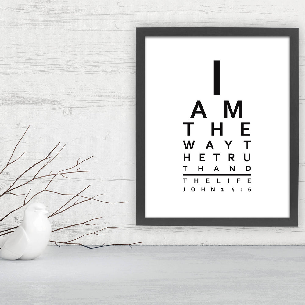 John 14:6, framed gift, Eye Chart, I am the way the truth and the life, Bible Verses, print ,eye doctor, Scriptures, decor, Christian