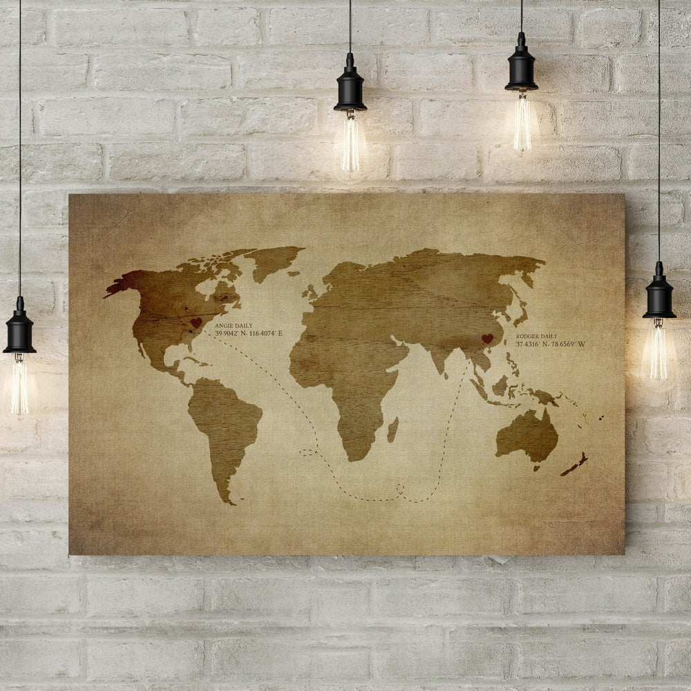 
                  
                    Long distance Relationship map, Rustic Decor, canvas, Christmas, custom, wedding gift, print, husband, wife, anniversary gift, Gifts, Spouse
                  
                