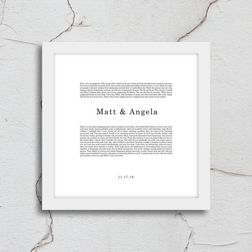 First Anniversary Gift, wedding vow, art, gift, Printed vows, His and Her, print, Anniversary, for him, for her, for wife, Christmas