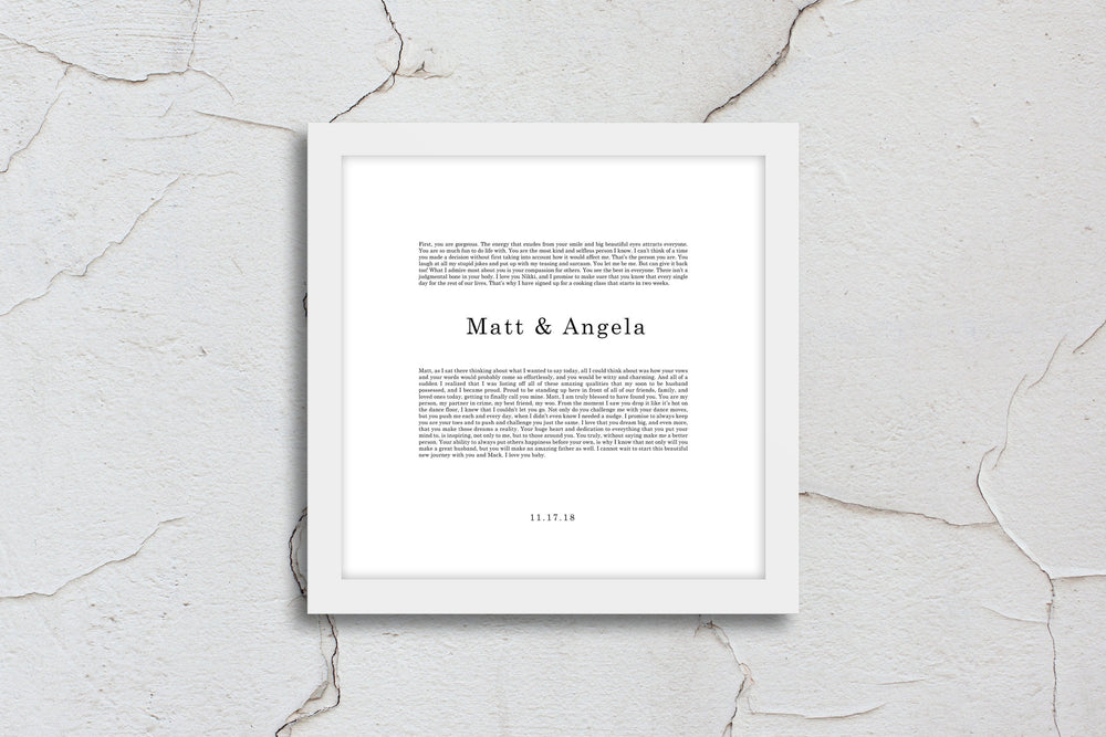 
                  
                    First Anniversary Gift, wedding vow, art, gift, Printed vows, His and Her, print, Anniversary, for him, for her, for wife, Christmas
                  
                
