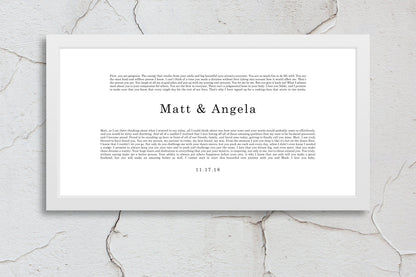 Gift for Wife, Anniversary, Christmas, Gift for Husband, Paper, First Wedding Anniversary Gifts, Wedding Vows Printed, Framed Vows, Gift