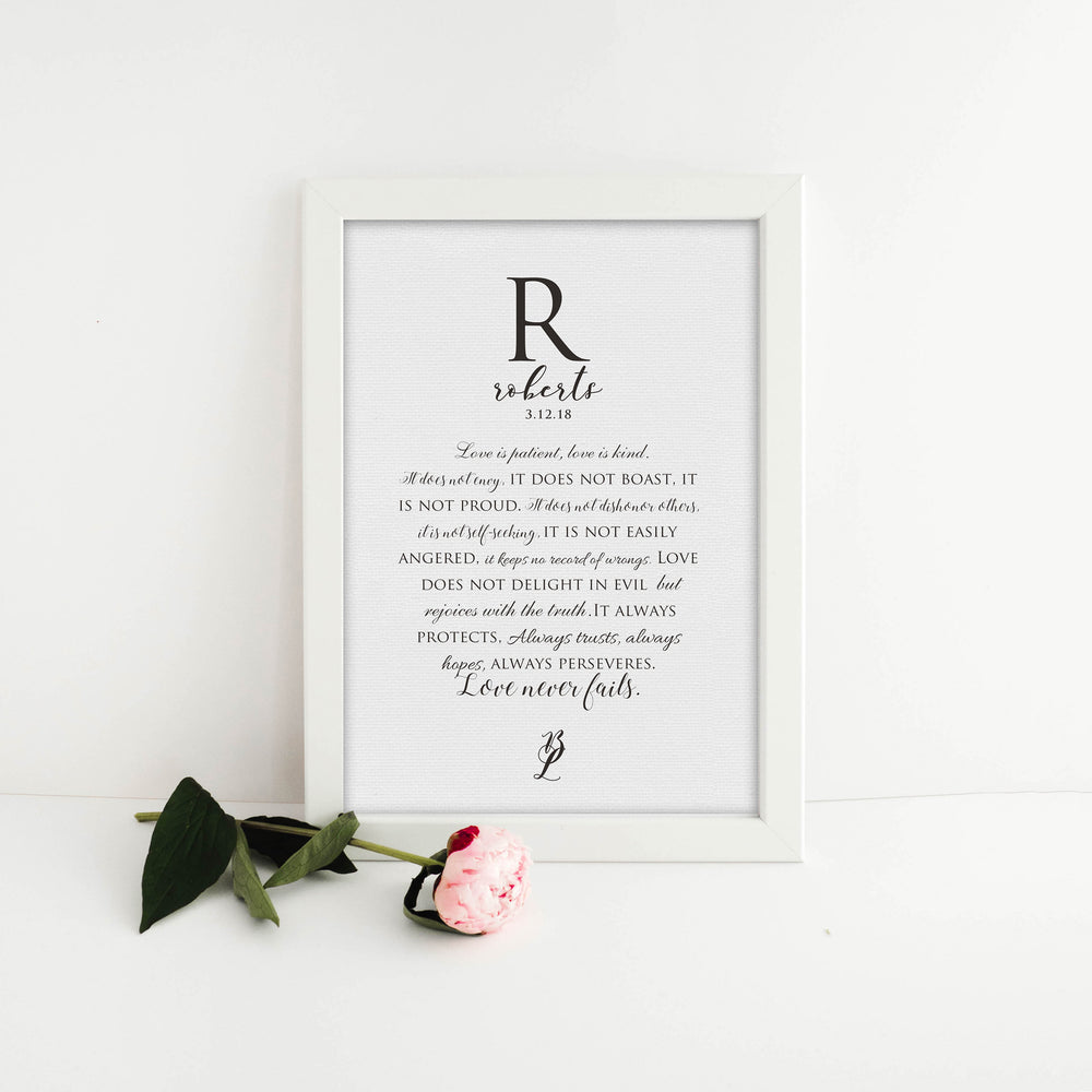 
                  
                    Love is patient, love is kind, personalized, wedding, gift, for wife, Framed, Canvas, Anniversary, paper, husband, 1st anniversary, 1 Cor 13
                  
                