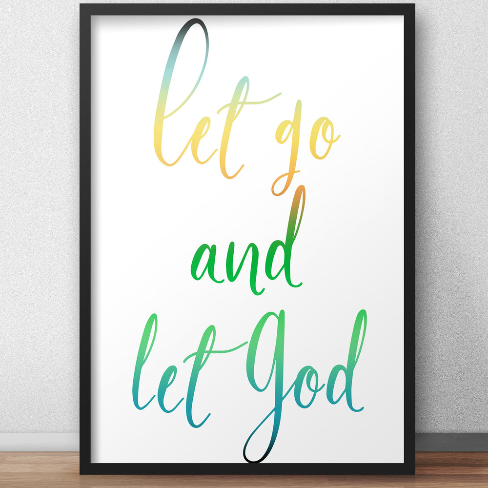 
                  
                    Let Go and Let God, Inspirational Poster, Christian Framed Art, Modern Religious Decor, Ombre Word Art, Minimalist, Frame, Recovery, Uplift
                  
                