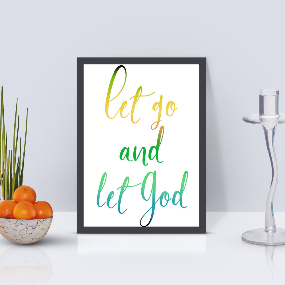 
                  
                    Let Go and Let God, Inspirational Poster, Christian Framed Art, Modern Religious Decor, Ombre Word Art, Minimalist, Frame, Recovery, Uplift
                  
                