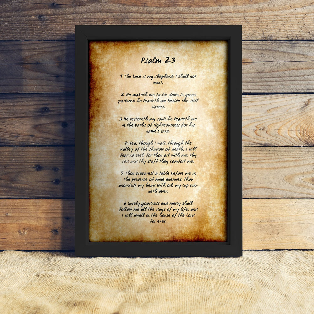 
                  
                    Framed Psalm 23, Old World Parchment Decor, The Lord is My Shepherd, Christian Decoration for Home, Popular Framed Passages, Scripture Print
                  
                