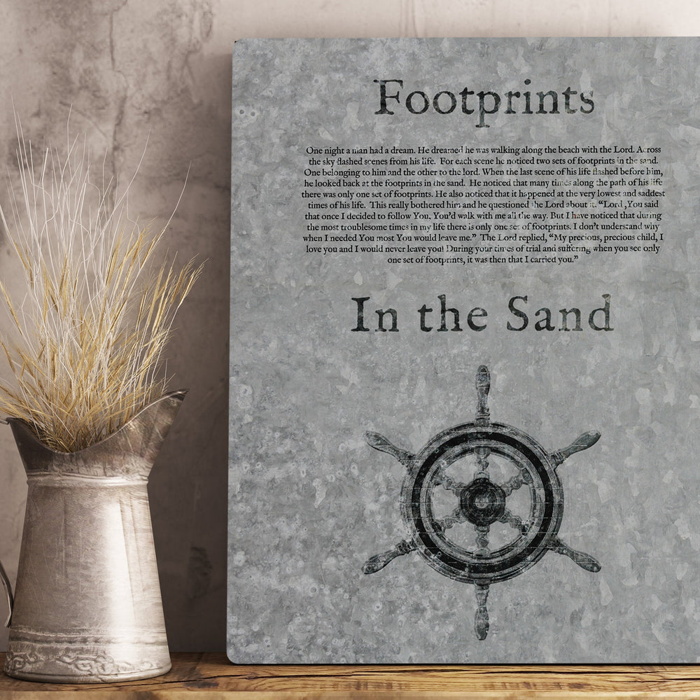 
                  
                    Footprints in the Sand, Galvanized Metal Sign, Footprints Poem, for Him, Christian Decor, Religious Art for Beach house, Gift, Christian Men
                  
                
