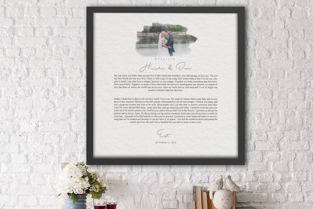 Personalized Wedding Vow Framed Photo Gift