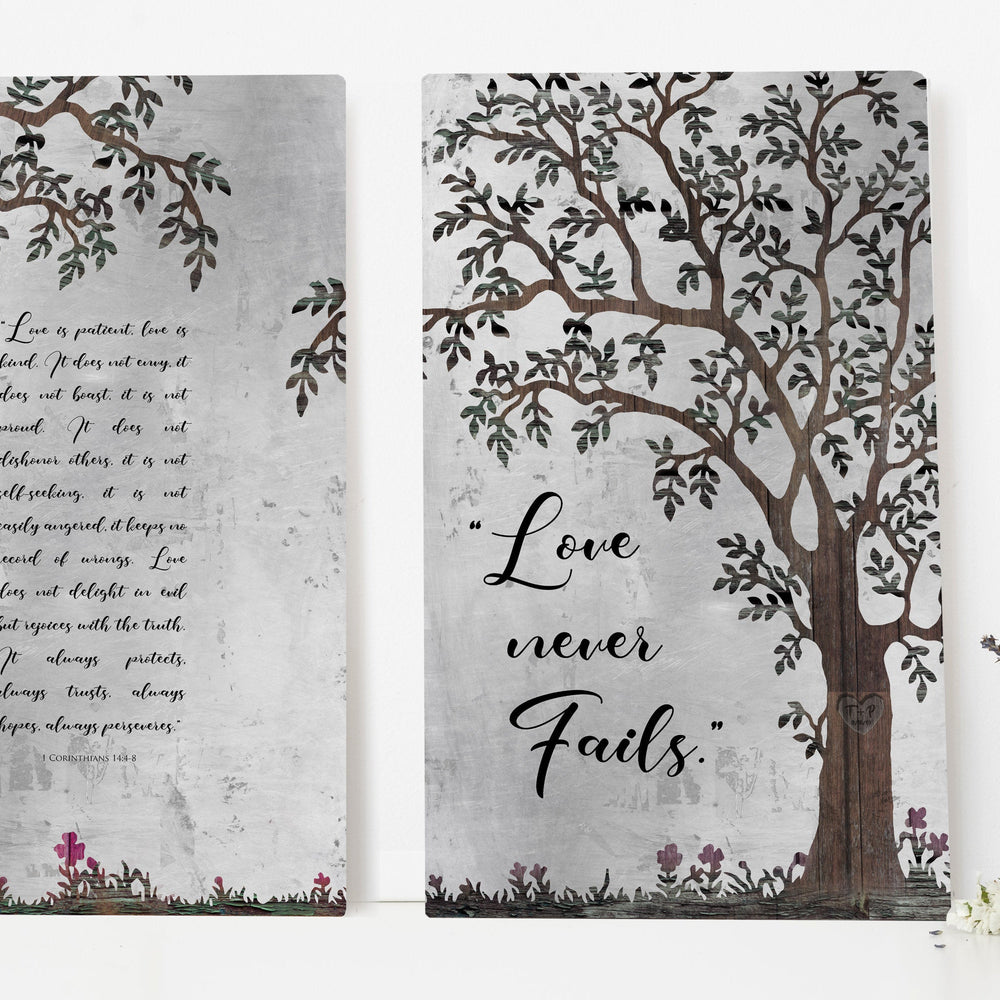 
                  
                    Love Never Fails, Personalized 2 Piece Wedding Gift
                  
                