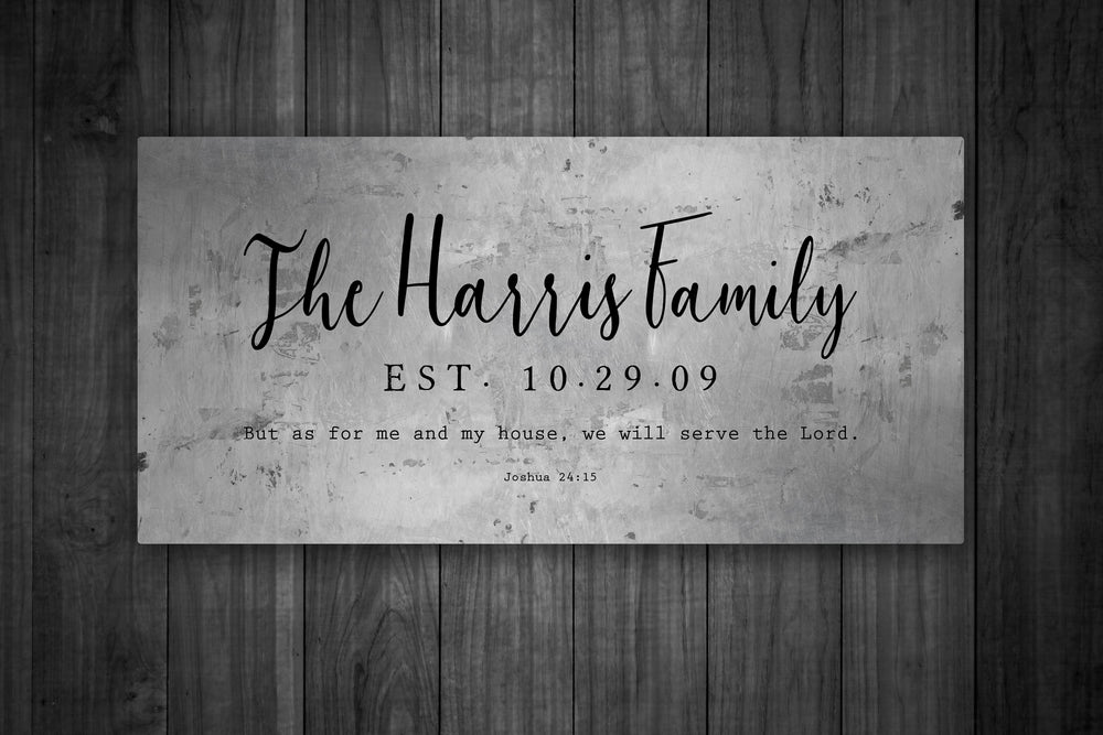 
                  
                    Joshua 24:15 Family Name Sign on Tin
                  
                