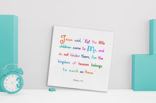 Matthew 19:14 Kid's Christian Canvas Decor