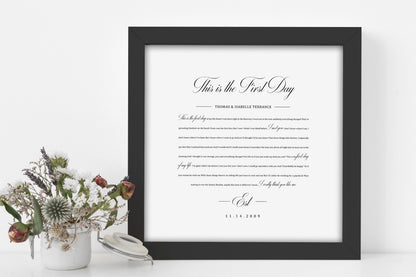 Framed song lyrics on paper, 1st anniversary gift, view 2
