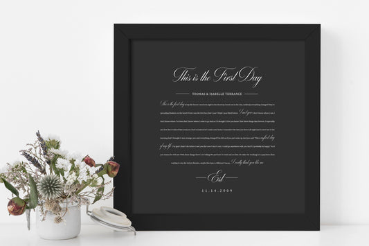1st Year Anniverary Gift, Paper Anniversary Gift, Song Lyrics on Paper, 1st Wedding Anniversary Gift, Framed Lyric, Song Print, Wedding Gift