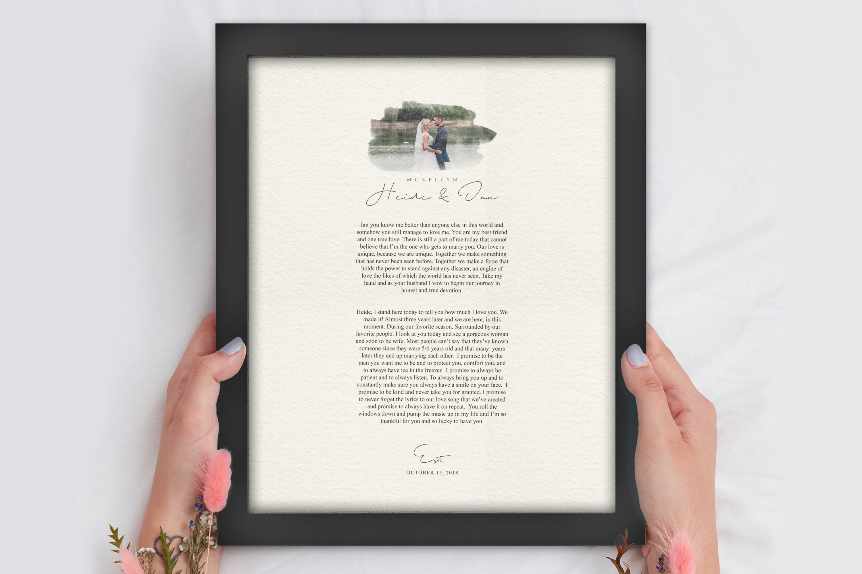 Wedding vows deals framed, 1st anniversary gift, Mr and mrs wedding gift, first wedding anniversary gift for him, wedding gift idea, vow renewal