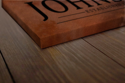 Custom faux leather name sign, view 6