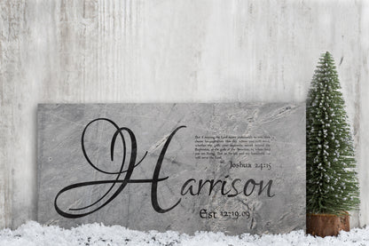 Personalized family name sign with Joshua 24:15, view 2