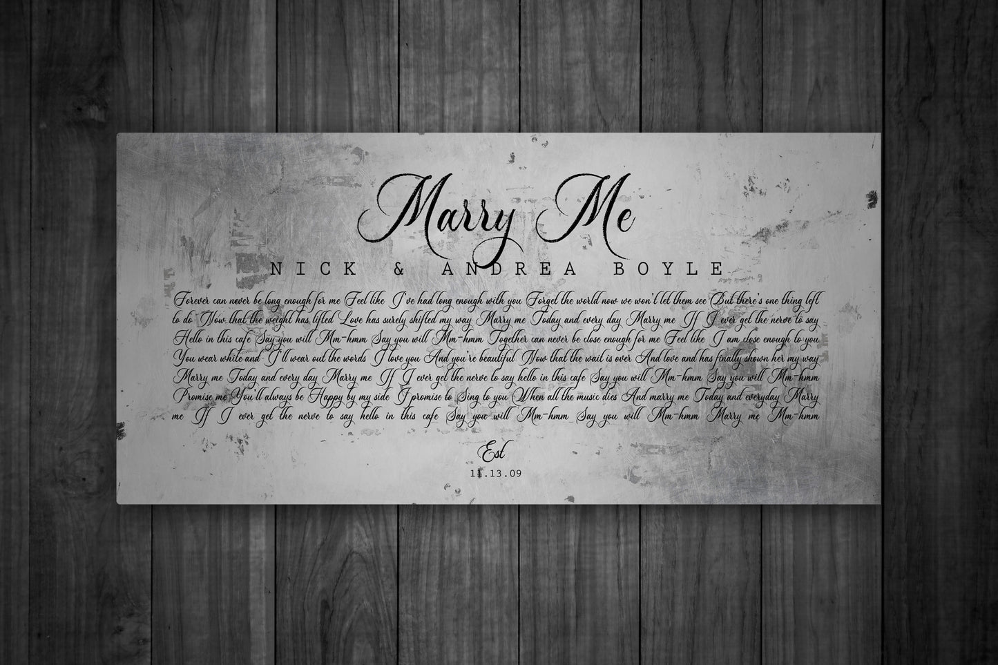 
                  
                    Wedding Song on Tin, 10 Year Wedding Anniversary Gift for Husband, Song on Metal, First Dance Song Print, 10th Anniversary Gift, Gift on Tin
                  
                