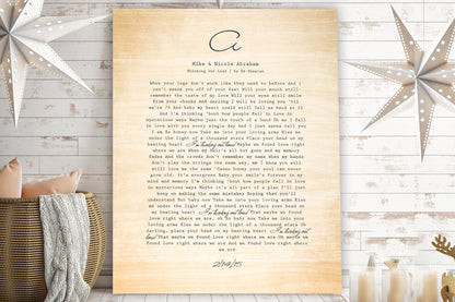 Monogrammed wedding song on wood, 5th anniversary gift