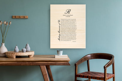 Personalized wedding song on wood, view 2