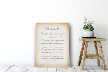 Footprints poem on wood, view 3