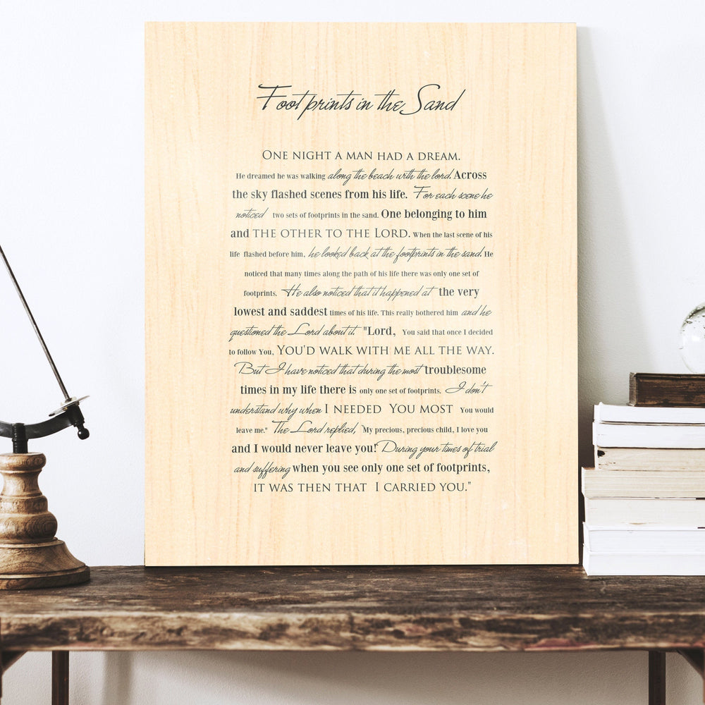 
                  
                    Footprints poem, Wood gift for him, Footprints in the Sand on Wood, Wood Gift, 5 Year Wedding Anniversary Gift, Wood gift for Him,
                  
                