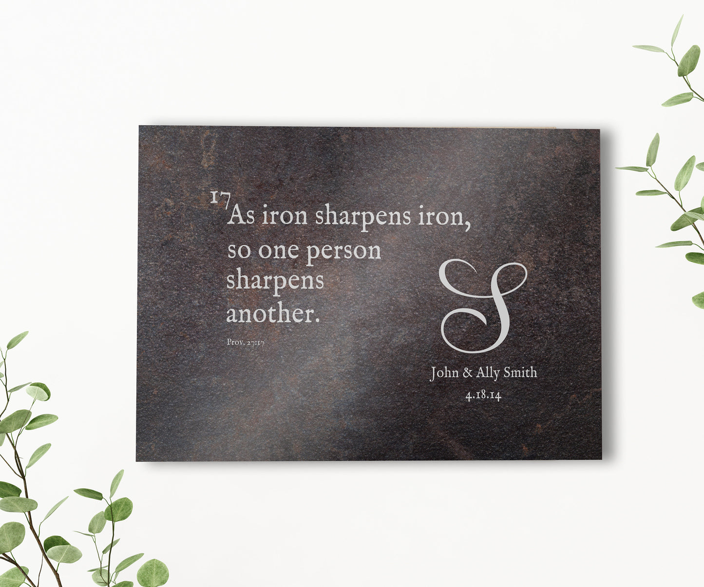 
                  
                    Proverbs 27:17 Personalized Iron Anniversary Scripture
                  
                