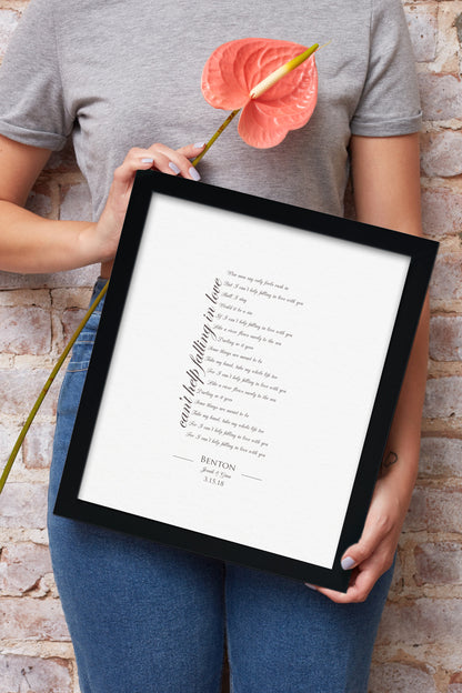 Framed Cotton Gift, personalization detail, 1st anniversary paper