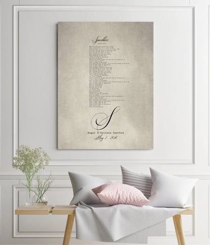 Our Song monogrammed cotton canvas, 2nd anniversary gift, view 5