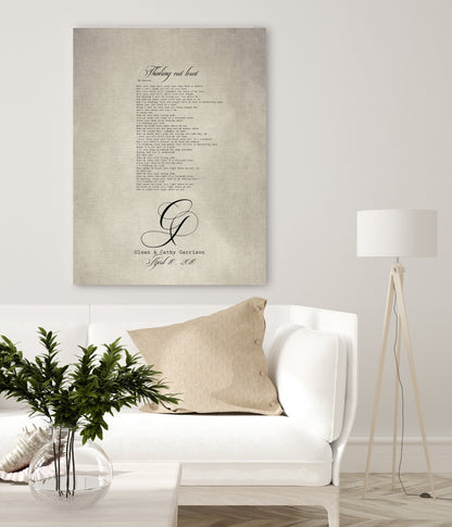 Our Song monogrammed cotton canvas, 2nd anniversary gift, view 3