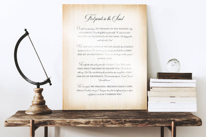 Footprints poem on wood, view 5