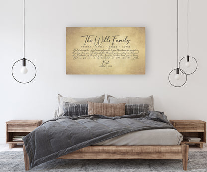 Blended family name sign on cotton canvas, view 5
