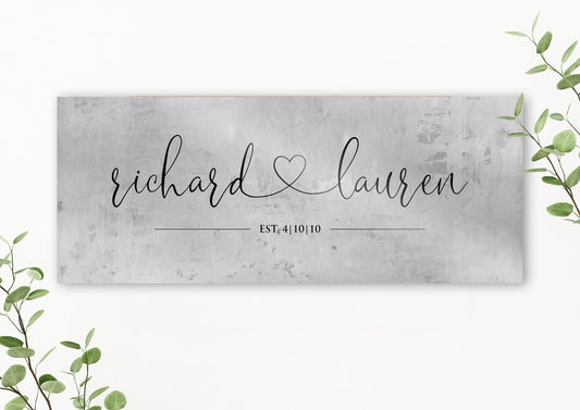 Rustic Heart Name Sign on Tin