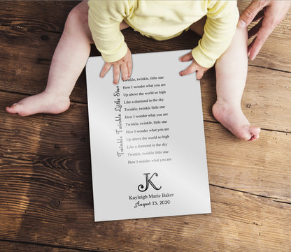 Personalized baby name sign with lullaby lyrics, view 2