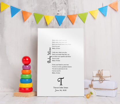 Personalized baby name sign with lullaby lyrics