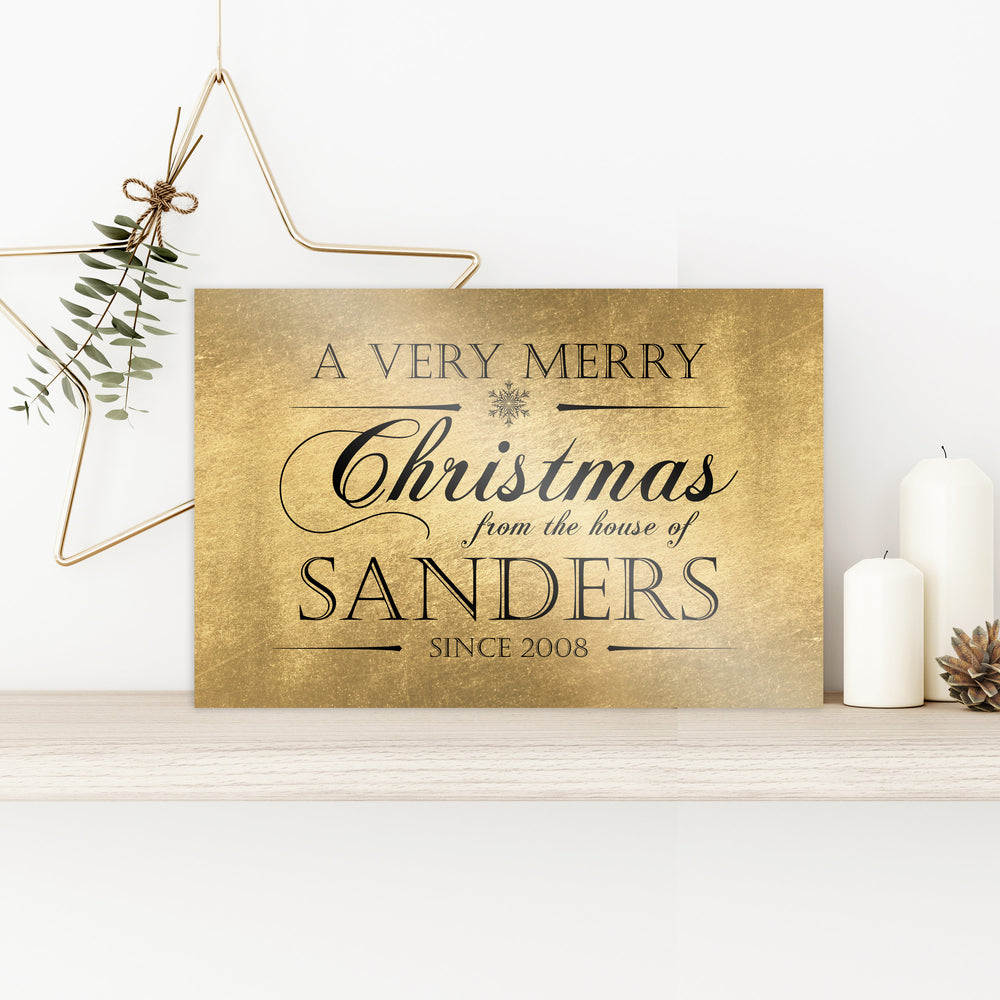 Personalize Holiday Sign, Family Sign, Family Christmas Sign, Christmas wall decor, Established sign, Christmas Gift, Rustic Gold, Name Sign