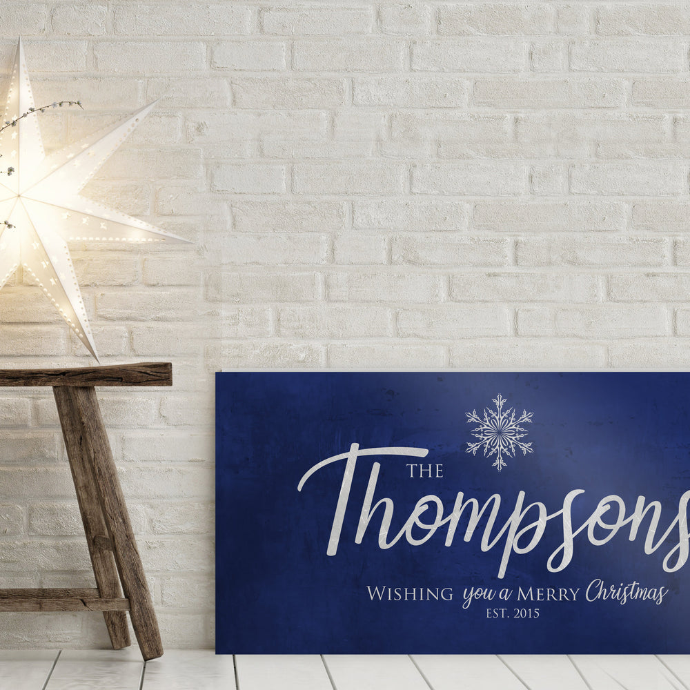 
                  
                    Last Name Sign, Snowflake Christmas Sign, Blue Christmas decor, Personalized Sign, Establsihed Sign,  Name Sign, Merry Christmas Sign
                  
                