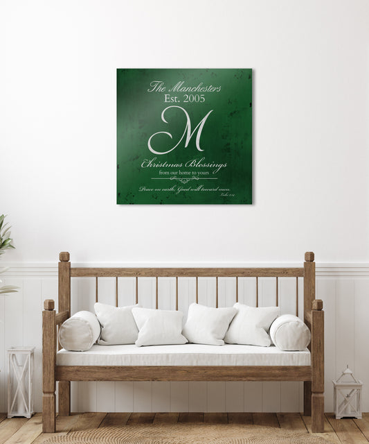 Merry Christmas Sign, Family Gift, Christmas Sign, Holiday Wall Decor, Green Christmas Decor, Christmas, Established Sign, Last Name, Sign