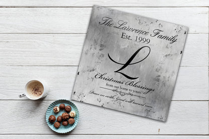Rustic Silver, Farmhouse Christmas, Merry Christmas Sign, Family Gift, Christmas Sign, Holiday Wall Decor, Established Sign, Last Name, Sign