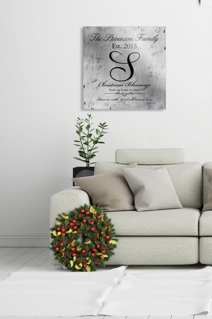 Rustic Silver, Farmhouse Christmas, Merry Christmas Sign, Family Gift, Christmas Sign, Holiday Wall Decor, Established Sign, Last Name, Sign