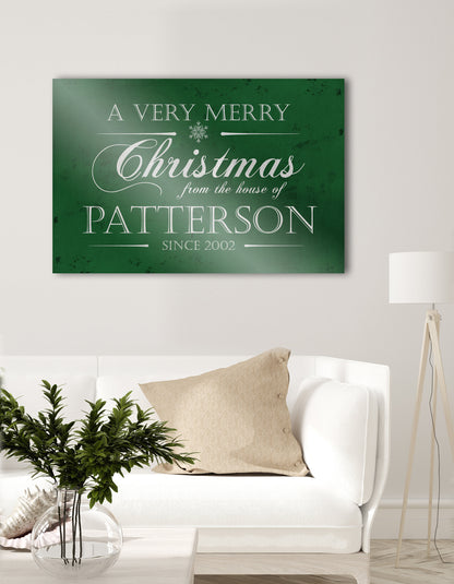 Personalize Holiday Sign, Family Sign, Christmas Sign Farmhouse, Est. sign, Metal Christmas Sign, Rustic, Large Christmas Sign, Green Decor